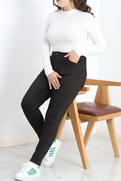 Kot Pantolon Battal Beden Siyah1 - Resim 7