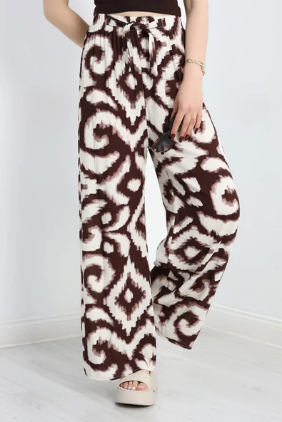Desenli Dokuma Pantolon Kahve - 3
