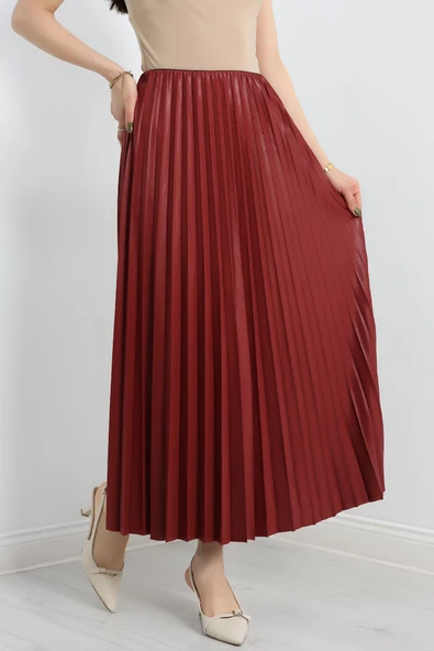 Pileli Etek Bordo - 3