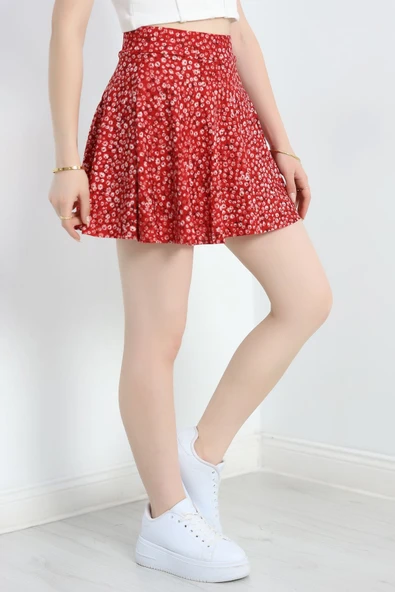 Kloş Şort Etek Kırmızı - Resim 5
