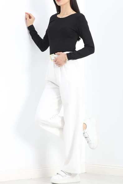 Kemerli Palazzo Pantolon Siyah - 4