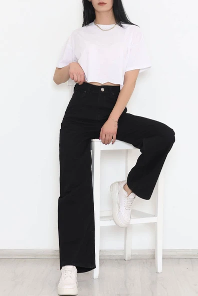 Palazzo Kot Pantolon Siyah - Resim 5