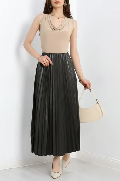 Pileli Etek Haki - 4