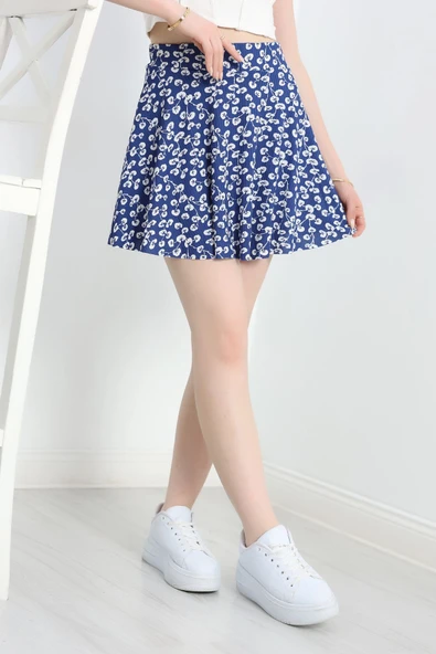 Kloş Şort Etek Saksbeyaz - Resim 3