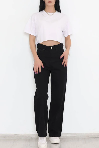 Palazzo Kot Pantolon Siyah - Resim 2