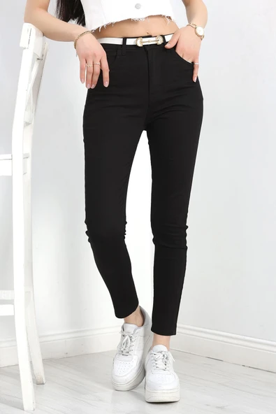Süper Likralı Dar Paça Kot Pantolon Siyah - 4