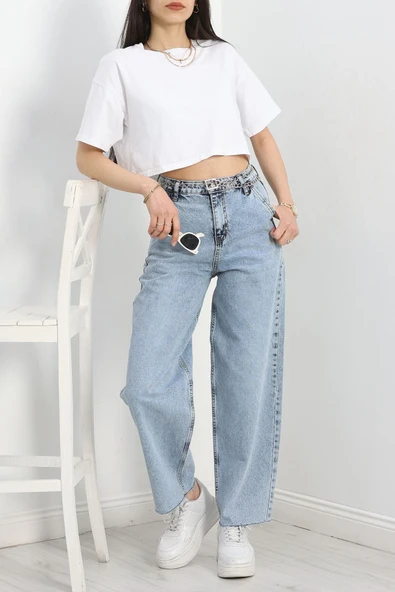 Kesik Paça Baggy Kot Pantolon Karyıkama - Resim 4