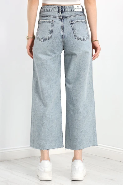 Kesik Paça Palazzo Kot Pantolon Karyıkama - Resim 7