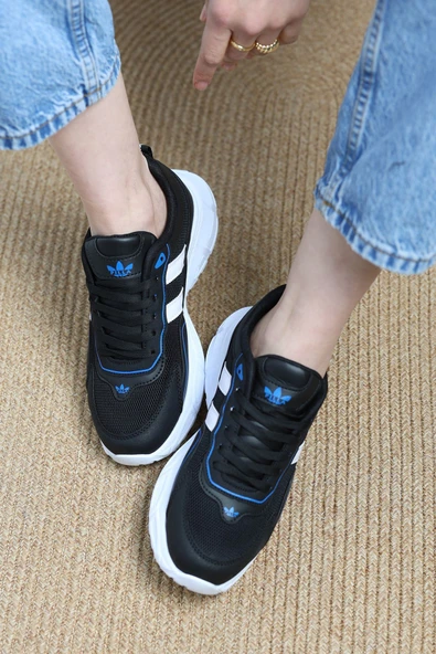 Yüksek Tabanlı Spor Ayakkabı Siyahmavi - Resim 3