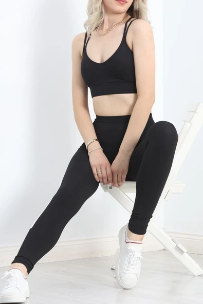 Tül Detaylı Tayt Siyah - 5