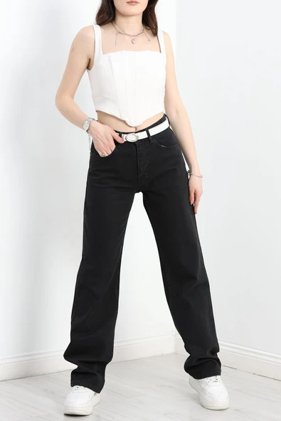 Straight Kesim Kot Pantolon Siyah - 3