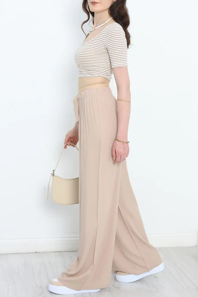 Dokuma Pantolon Bej - Resim 3