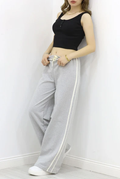 Keten Biyeli 2 İplik Eşofman Altı Gri - Resim 4