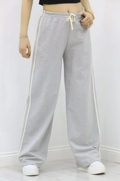 Keten Biyeli 2 İplik Eşofman Altı Gri - Resim 5