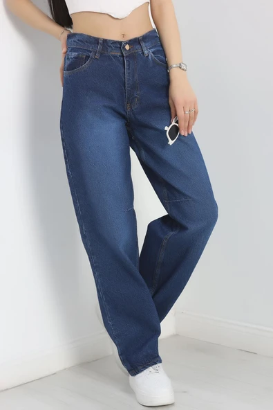 Pileli Baggy Kot Pantolon Koyumavi - Resim 6