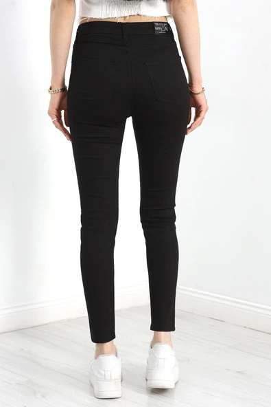 Süper Likralı Dar Paça Kot Pantolon Siyah - 6