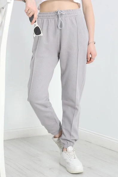 Double Face Kumaş Paça Lastikli Eşofman Altı Dumangri - 4