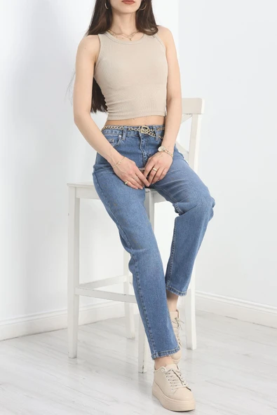 Mom Kot Pantolon Mavi - Resim 5