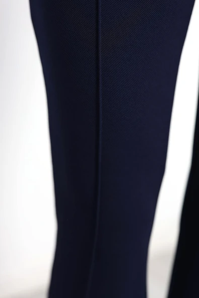 Zra Krep Çımalı İspanyol Paça Pantolon Lacivert - 6