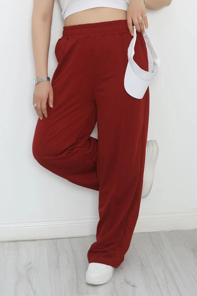 Büyük Beden Çımalı Eşofman Altı Bordo - 3