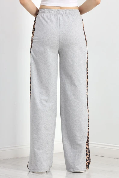 Yırtmaçlı Şeritli 2 İplik Eşofman Altı Gri - 7