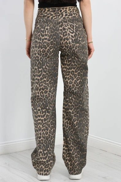 Desenli Palazzo Kot Pantolon Leopar - 2