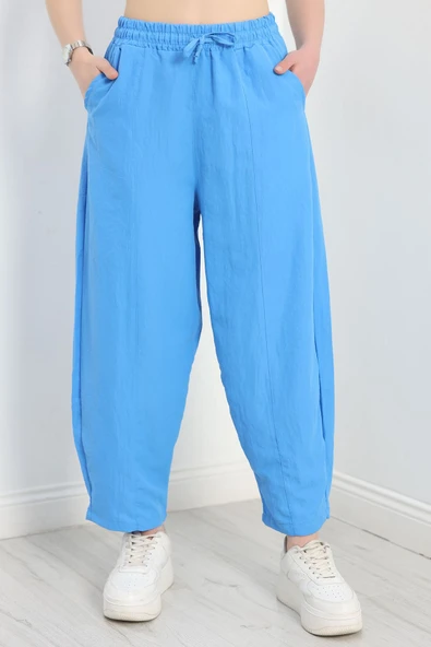 Çımalı Şalvar Pantolon Mavi