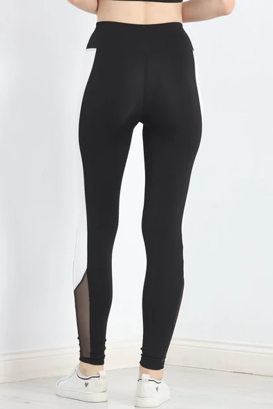 Tül Detaylı Tayt Siyah - 8