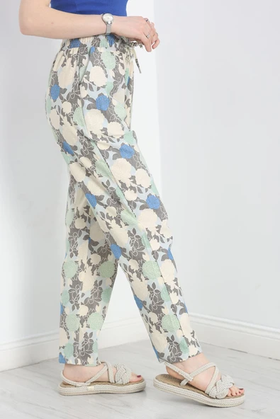 Desenli Dokuma Pantolon Mintçiçek - 2