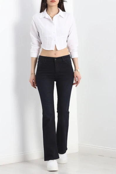 İspanyol Paça Kot Pantolon Koyumavi - Resim 2