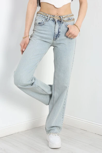 Straight Kot Pantolon Mavitint - Resim 5