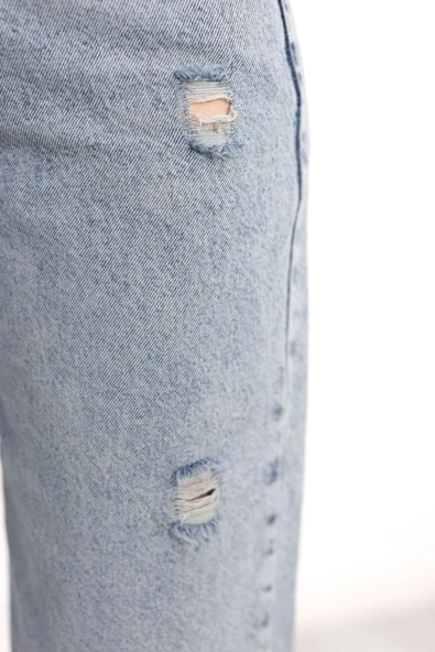 Kesik Paça Palazzo Kot Pantolon Karyıkama - Resim 4