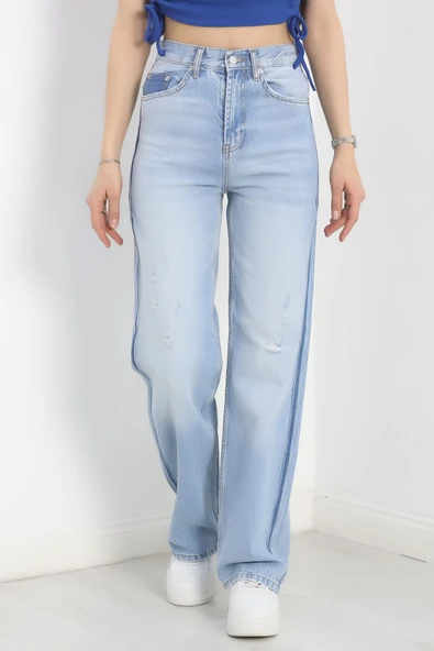 Palazzo Kot Pantolon Açıkmavi ürün görseli