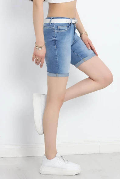Kot Şort Açıkmavi2 - Resim 3