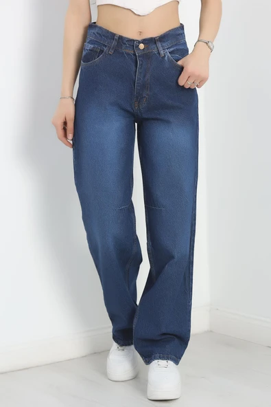 Pileli Baggy Kot Pantolon Koyumavi - Resim 2