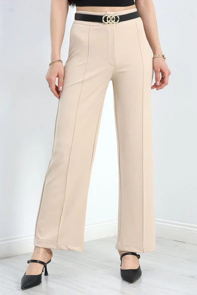 Zra Krep Çımalı Palazzo Pantolon Bej