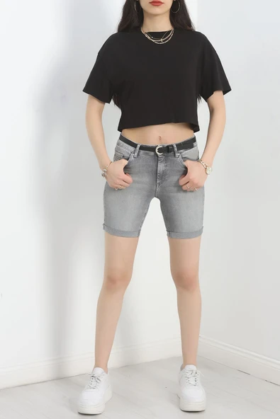 Kot Şort Gri - Resim 6