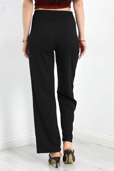 Zra Krep Çımalı Palazzo Pantolon Siyah - 7
