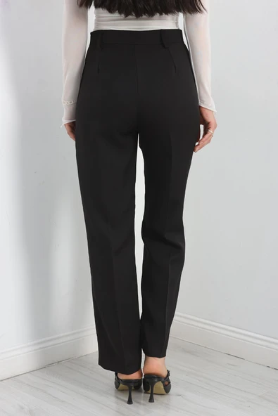 Dabıl Kumaş Çımalı Palazzo Pantolon Siyah - 3