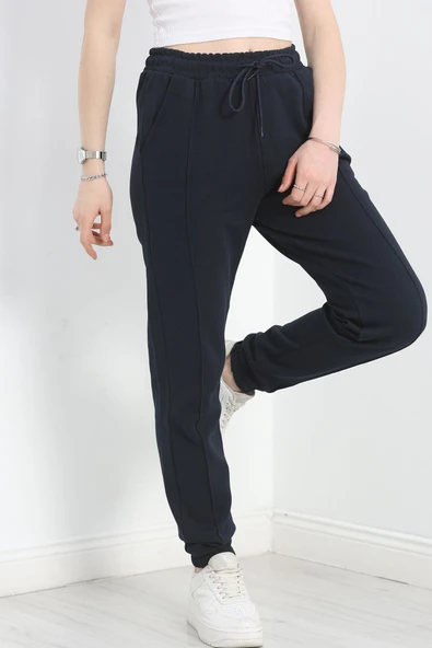 Double Face Kumaş Paça Lastikli Eşofman Altı Lacivert - 6