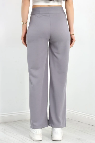 Zra Krep Çımalı Palazzo Pantolon Dumangri - 7