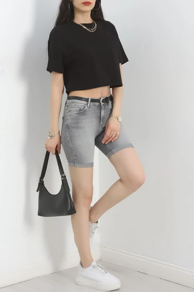 Kot Şort Gri - Resim 4