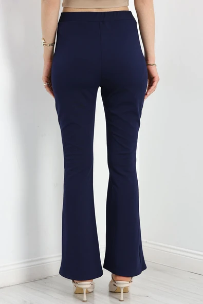 Zra Krep Çımalı İspanyol Paça Pantolon Lacivert - 7