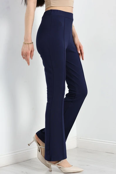 Zra Krep Çımalı İspanyol Paça Pantolon Lacivert - 3