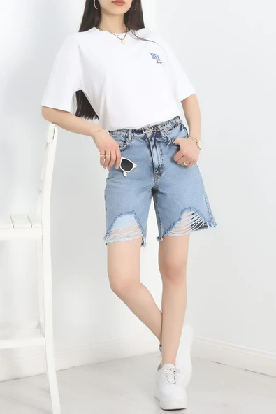 Kot Şort Mavi - Resim 4