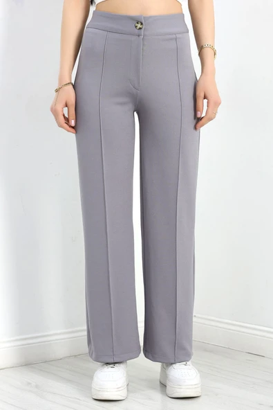 Zra Krep Çımalı Palazzo Pantolon Dumangri - 3