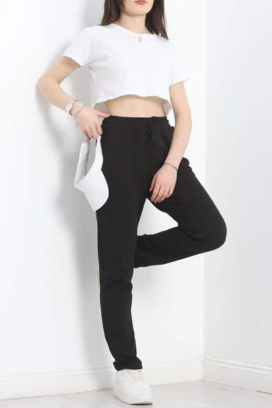 Double Face Kumaş Eşofman Altı Siyah - 5