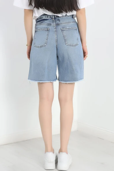 Kot Şort Mavi - Resim 6