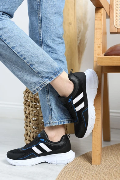 Yüksek Tabanlı Spor Ayakkabı Siyahmavi - Resim 5