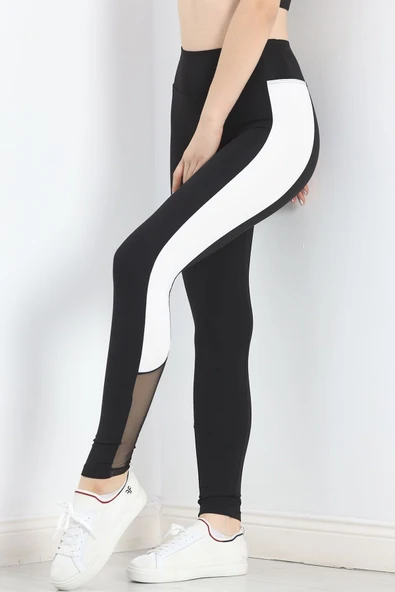 Tül Detaylı Tayt Siyah - 3